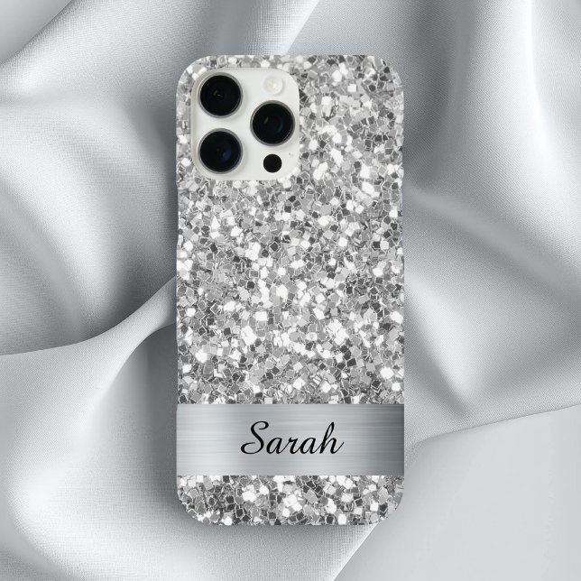 Silver Square Glitzer Shimmer Strip Foil Case-Mate iPhone Hülle (Silver Square Glitter Shimmer Strip Foil Case-Mate iPhone Case)