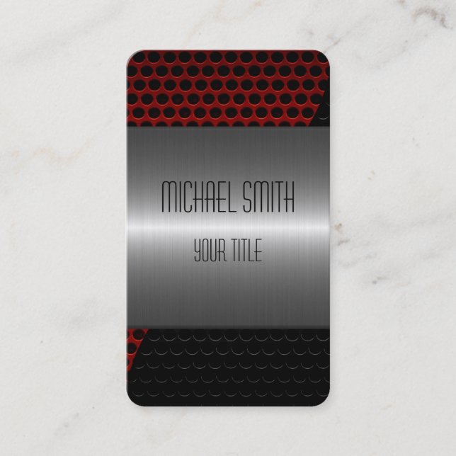 Silver Stainless Steel Metal Hole 3 Visitenkarte (Vorderseite)