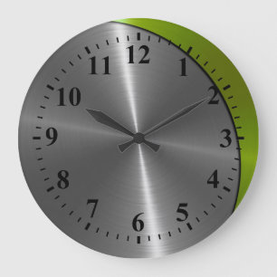 Silver Stainless Steel Metal Look Deko 2 Große Wanduhr