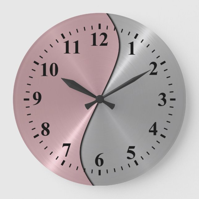 Silver Stainless Steel Metal Look Deko 5 Große Wanduhr (Vorderseite)