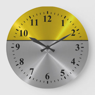 Silver Stainless Steel Metal Look Deko 6 Große Wanduhr