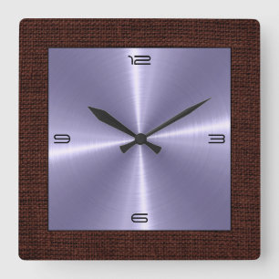 Silver Stainless Steel Modern Burlap Border Quadratische Wanduhr