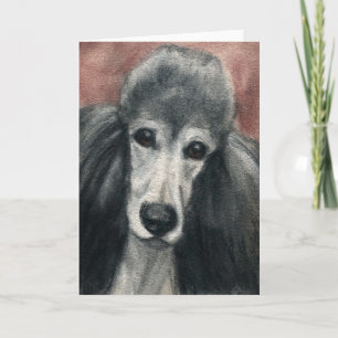 "Silver Standard Poodle" Dog Art Blank Notecards Karte