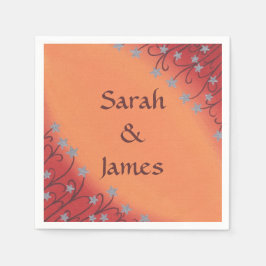 Silver Star Blume auf Orange Wedkins Serviette