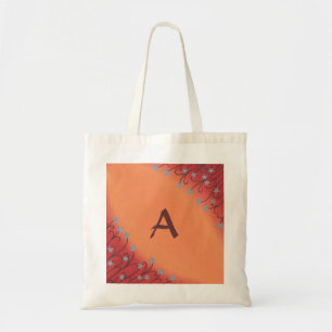 Silver Star-Blume auf Rot Orange, Monogramm-Flagge Tragetasche