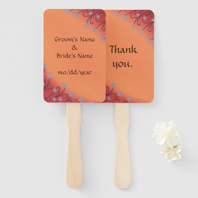 Silver Star Blume Brown Stems Orange Blendet Fans Fächer (Vorne und Hinten)