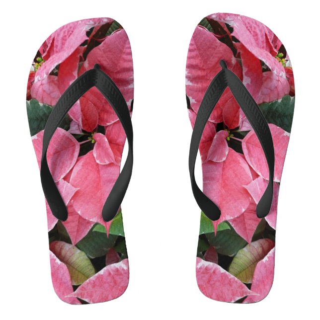 Silver Star Marble Poinsettias Pink Holiday Floral Flip Flops (Fußbett)