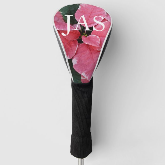 Silver Star Marble Poinsettias Pink Holiday Floral Golf Headcover (Vorderseite)