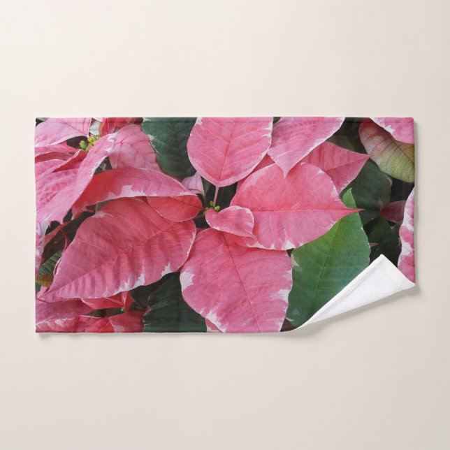 Silver Star Marble Poinsettias Pink Holiday Floral Handtuch (Handtuch)