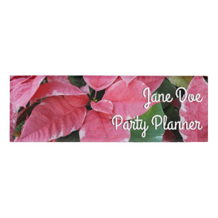 Silver Star Marble Poinsettias Pink Holiday Floral Namenschild