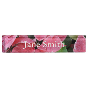 Silver Star Marble Poinsettias Pink Holiday Floral Namensplakette
