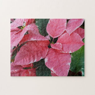 Silver Star Marble Poinsettias Pink Holiday Floral Puzzle