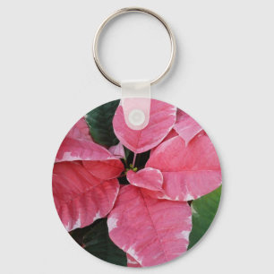 Silver Star Marble Poinsettias Pink Holiday Floral Schlüsselanhänger