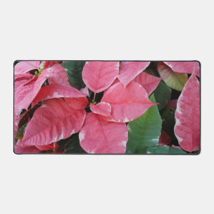 Silver Star Marble Poinsettias Pink Holiday Floral Schreibtischunterlage