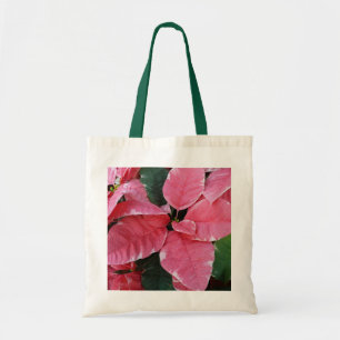 Silver Star Marble Poinsettias Pink Holiday Floral Tragetasche