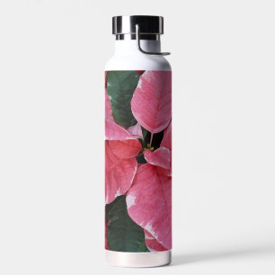 Silver Star Marble Poinsettias Pink Holiday Floral Trinkflasche