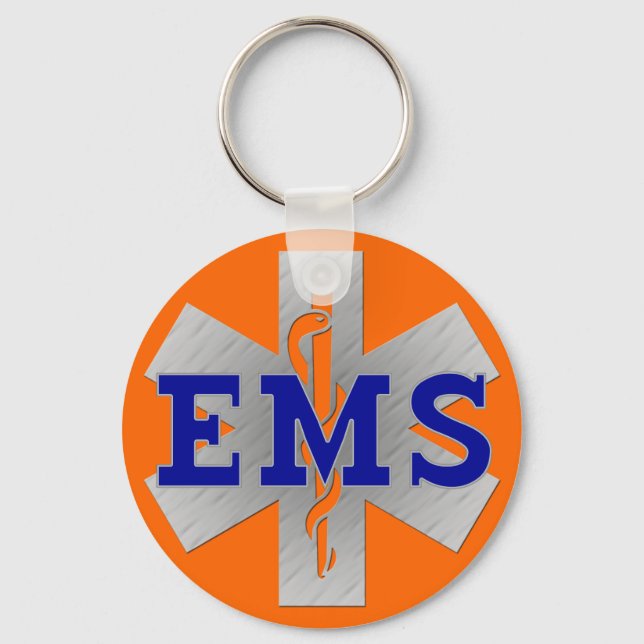 Silver Star of Life mit Blue EMS Schlüsselanhänger (Vorderseite)