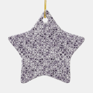 Silver Star Sequin Glitzer Effect Keramik Ornament