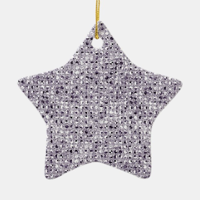 Silver Star Sequin Glitzer Effect Keramik Ornament (Vorne)