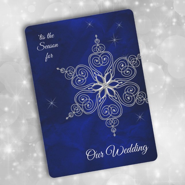Silver Star Snowflake Winter Sky Wedding Einladung (Von Creator hochgeladen)
