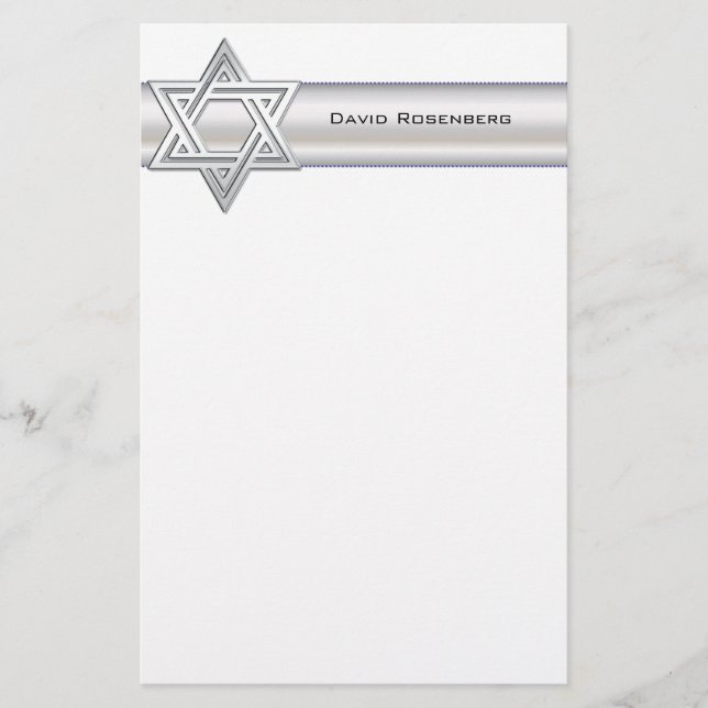 Silver Star von David Custom Personal Stationery Briefpapier (Vorderseite)