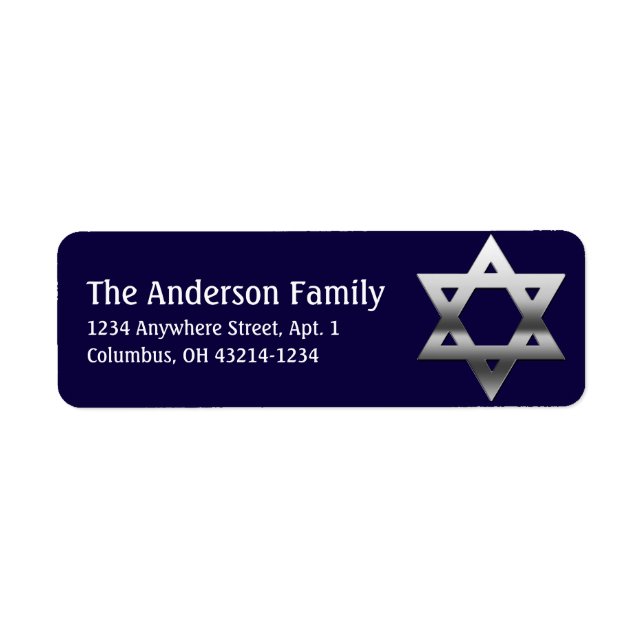 Silver Star von David Hanukkah Address Labels d1 (Vorne)