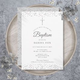 Silver Stardust Taufe Christening Einladung