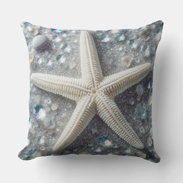 Silver Starfish Sparkle Kissen (Vorderseite)