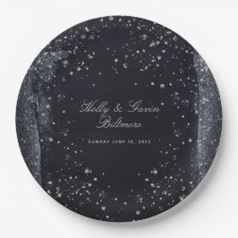 Silver Starry Night Wedding 9 Inch Dinner Pappteller