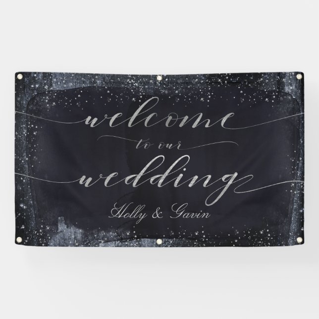 Silver Starry Night Wedding Banner (Horizontal)