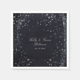 Silver Starry Night Wedding Cocktail Serviette
