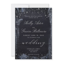 Silver Starry Night Wedding Invitation Suite