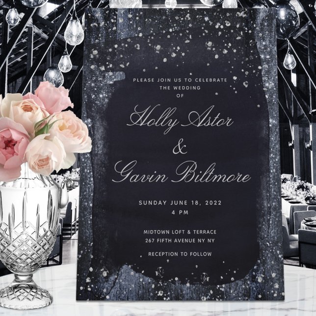 Silver Starry Night Wedding Invitation Suite Einladung (Von Creator hochgeladen)