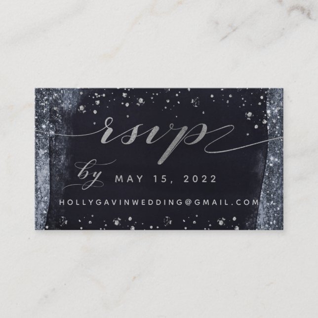 Silver Starry Night Wedding Online RSVP Card Visitenkarte (Vorderseite)