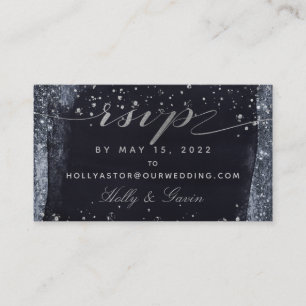 Silver Starry Night Wedding Online RSVP Card Visitenkarte