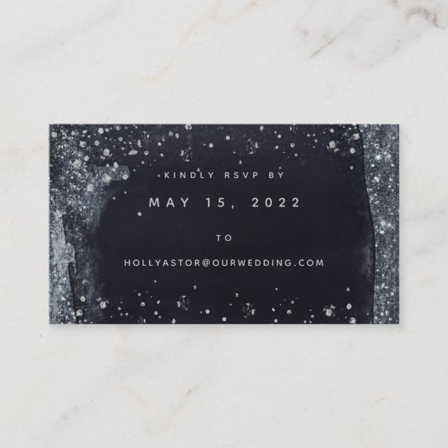 Silver Starry Night Wedding Online RSVP Card Visitenkarte (Vorderseite)
