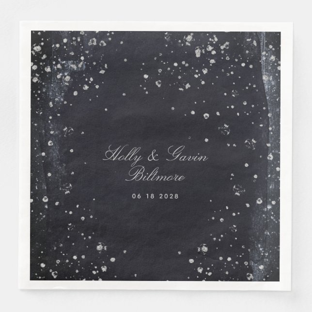 Silver Starry Night Wedding Serviette (Vorderseite)