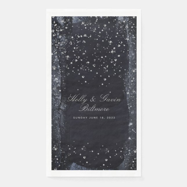 Silver Starry Night Weddinner Napkins Serviette (Vorderseite)