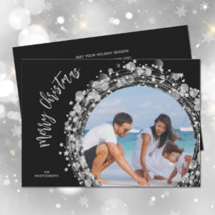 Silver Stars auf Black Merry Weihnachten Foto