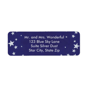 Silver Stars auf Royal Blue Address Labels