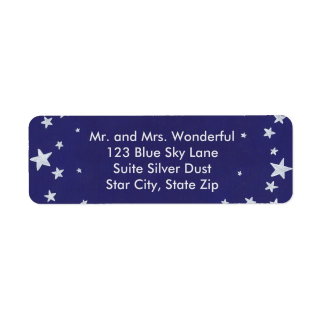 Silver Stars auf Royal Blue Address Labels (Vorne)
