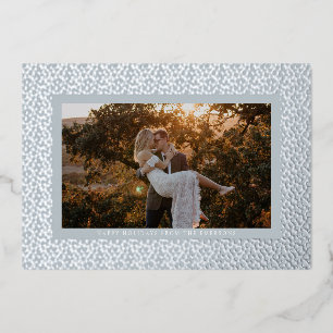 Silver Stars Blue Boho Foto Folien Feiertagskarte