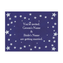 Silver Stars Blue Wedding Einladung Postkarten