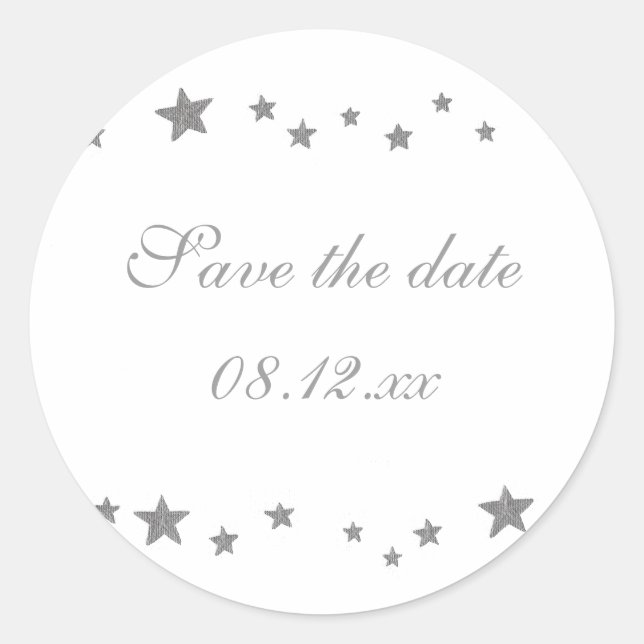 Silver Stars Border, Save the Date Stickers (Vorderseite)