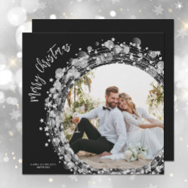 Silver Stars Foto Frohe Weihnachten Schwarz