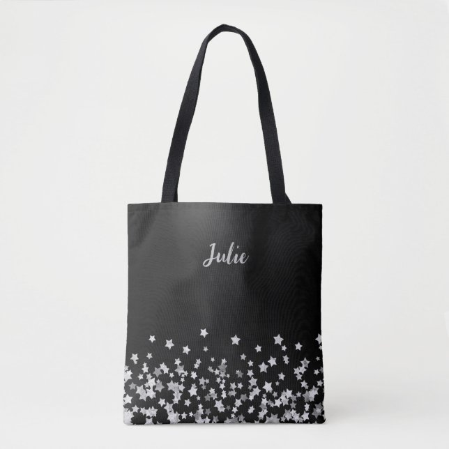 Silver Stars Monogram Personalisiertes Weihnachtsg (Vorderseite)