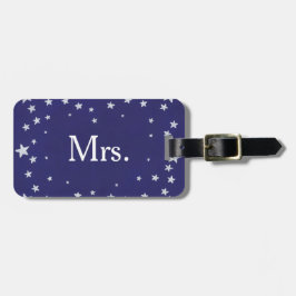 Silver Stars on Navy Blue Mr. Luggage Tags Gepäckanhänger