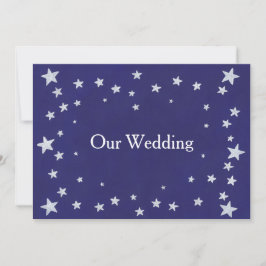 Silver Stars Royal Navy Blue Wedding Einladung