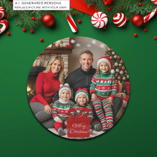 Silver Stars Special Christmas Family Foto Pappteller