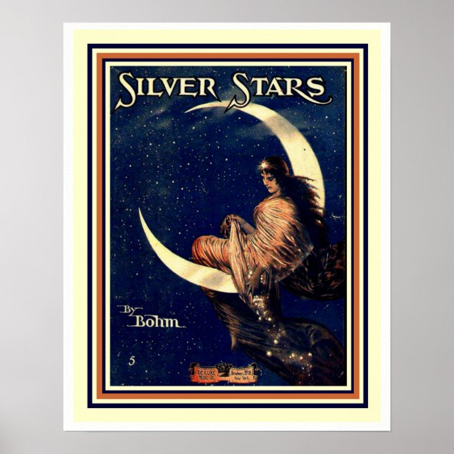 Silver Stars von Bohm Art Nouveau Poster 16 x 20 (Vorne)